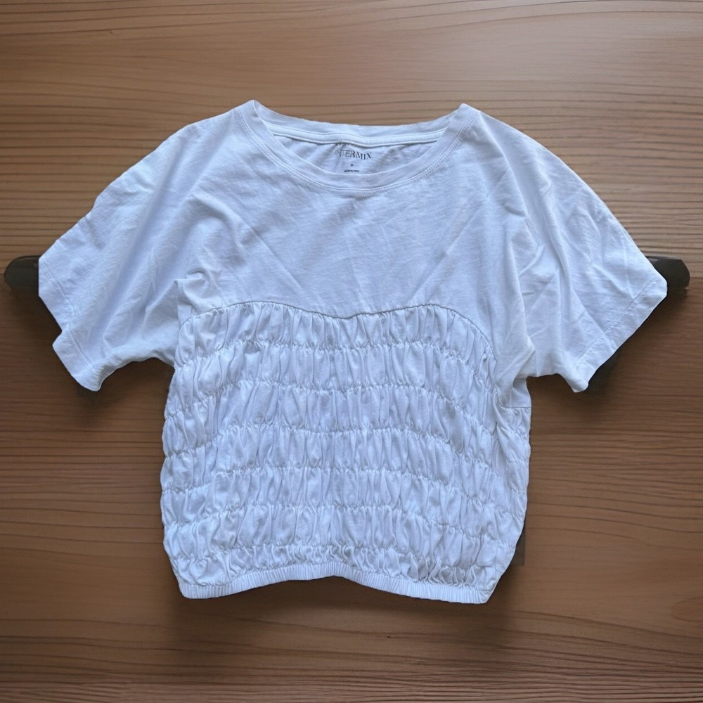 Intermix Womens Tessie Ruched T Shirt White‎ Size Medium